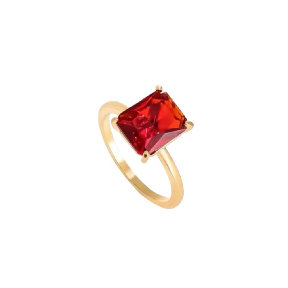 Gold and Scarlet Zircon Ring
